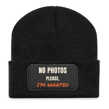 Pas de photos s’il vous plaît. Déclaration de « je suis recherché » - Beanie recyclé à patch - noir - Devant