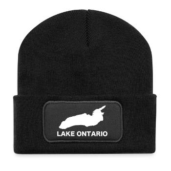 Lake Ontario EST 1615 Die Politik der Großen Seen - Recycelte Patch Beanie - Schwarz - Vorne