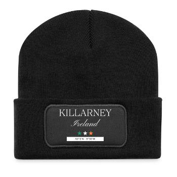 Killarney Irland Souvenir – Reise Koordinaten - Recycelte Patch Beanie - Schwarz - Vorne