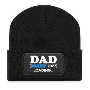 Dad Loading 2027 Schwangerschaft - Recycelte Patch Beanie - Schwarz - Vorne