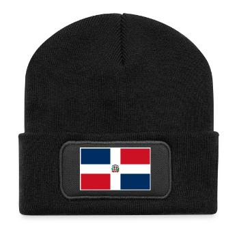Dominican Republic Flag Classic Frame - Recycelte Patch Beanie - Schwarz - Vorne