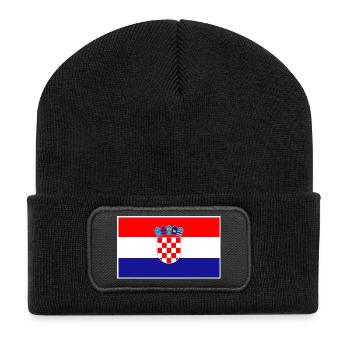Croatia Flag Classic Frame - Recycelte Patch Beanie - Schwarz - Vorne