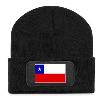 Chile Flag Classic Frame - Recycelte Patch Beanie - Schwarz - Vorne