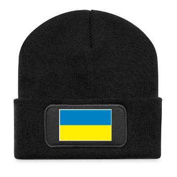 Ukraine Flagge Motiv | Geschenk Ukrainische Wurzel - Recycelte Patch Beanie - Schwarz - Vorne