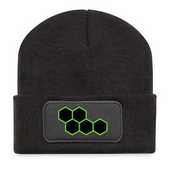 Hexagones - Beanie recyclé à patch - charbon - Devant