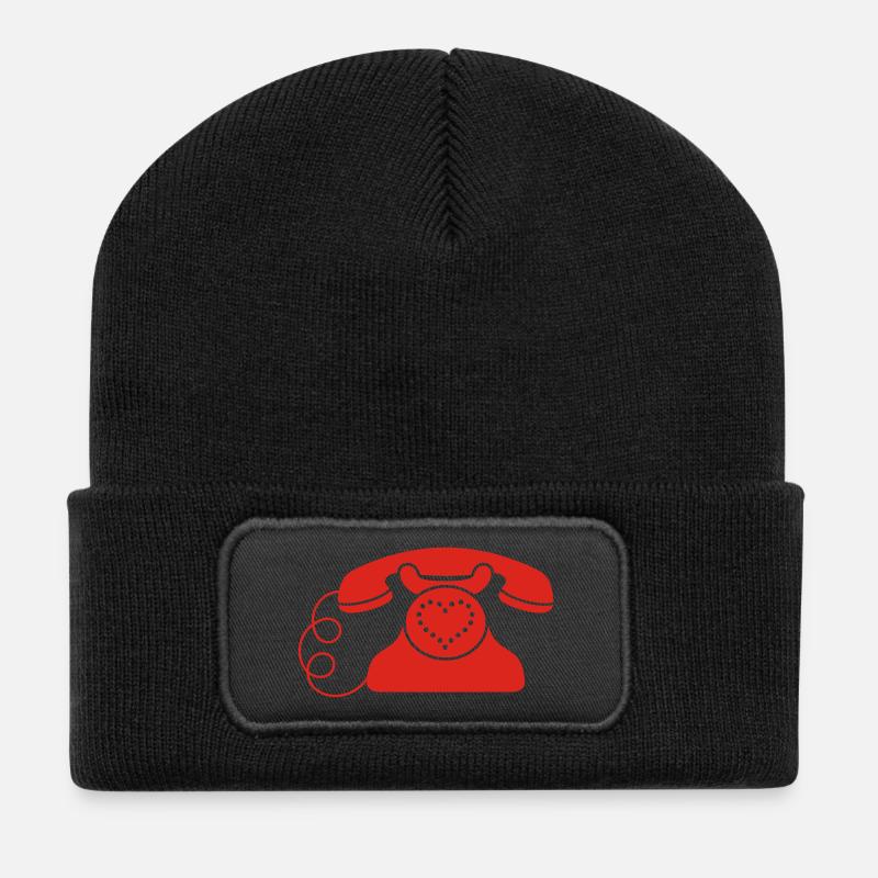 Coeur de téléphone - Beanie recyclé à patch - noir
