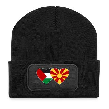 Palästina Mazedonien Flagge Herz - Recycelte Patch Beanie - Schwarz - Vorne