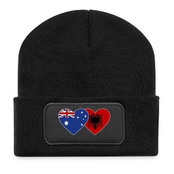 Australia Albania Flag Heart - Recycled Patch Beanie - black - Front