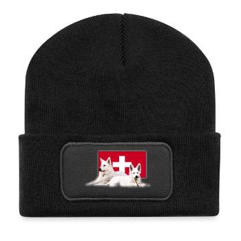 Schweizer Schäferhund - Recycelte Patch Beanie - Schwarz - Vorne