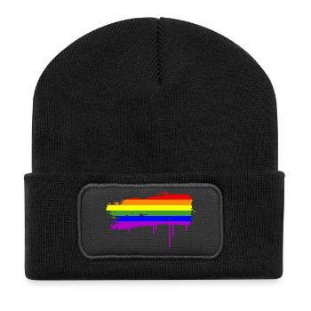 Le drapeau arc en ciel - Beanie recyclé à patch - noir - Devant