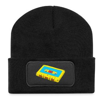 Kompaktkassette - Recycelte Patch Beanie - Schwarz - Vorne