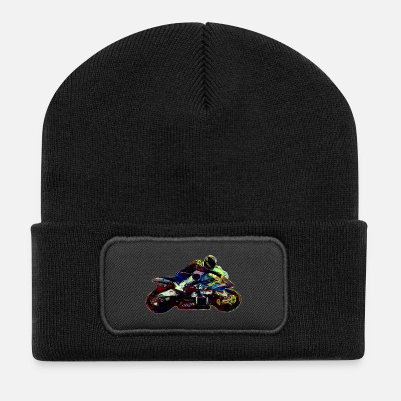 Motorrad Bunt - Recycelte Patch Beanie - Schwarz