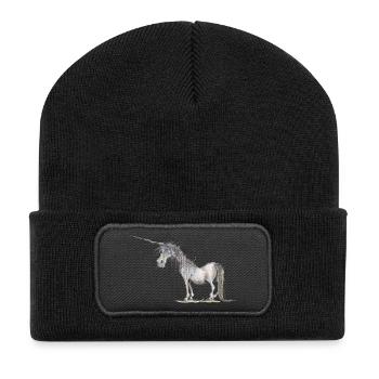 Das letzte Einhorn - Recycelte Patch Beanie - Schwarz - Vorne