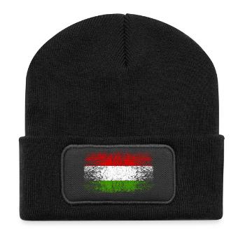 Hongrie 002 dessins ronds - Beanie recyclé à patch - noir - Devant