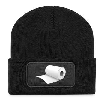 papier toilette - Beanie recyclé à patch - noir - Devant