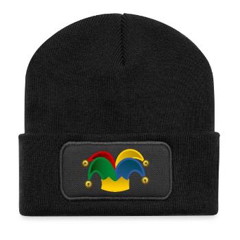 chapeau de bouffon - Beanie recyclé à patch - noir - Devant