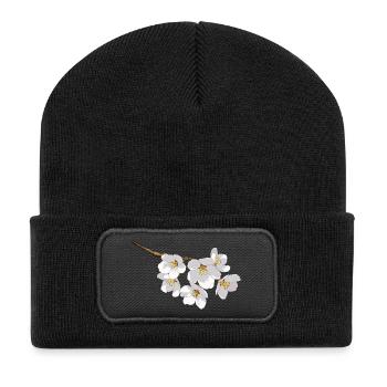 fleurs de cerisier blanc japonais - Beanie recyclé à patch - noir - Devant