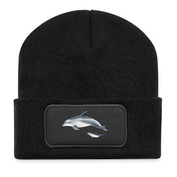 Bottlenose dolphin - Grand dauphin - Bottlenose dolphin - Recycled Patch Beanie - black - Front