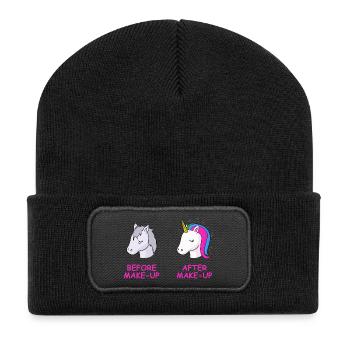 Maquillage licorne T-shirt anniversaire idée cadeau - Beanie recyclé à patch - noir - Devant