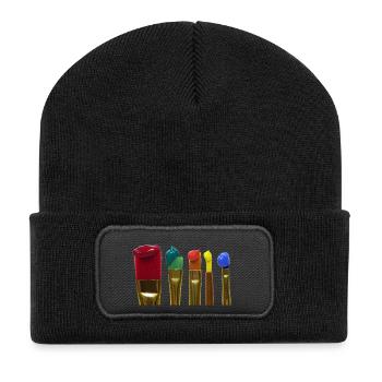 colored brush - Recycled Patch Beanie - black - Front