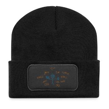 internet Begriffe - Recycelte Patch Beanie - Schwarz - Vorne