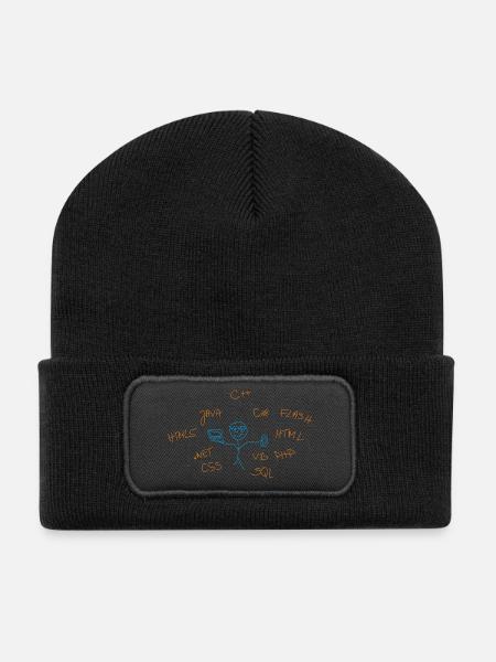 internet Begriffe - Recycelte Patch Beanie - Schwarz