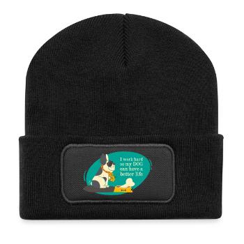 dog - Recycled Patch Beanie - black - Front
