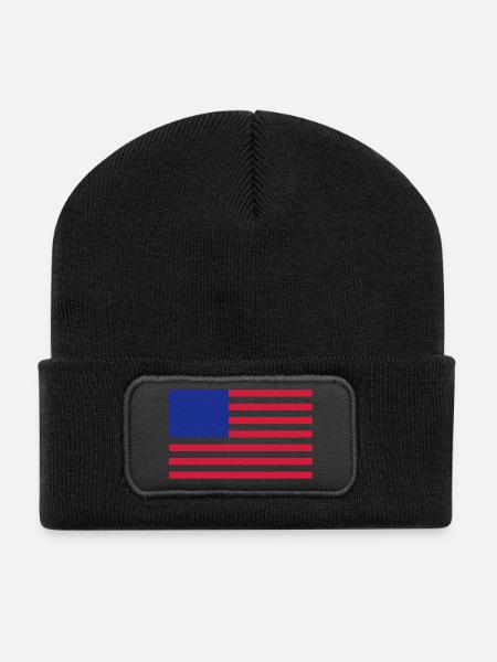 Drapeau Amérique - Beanie recyclé à patch - noir