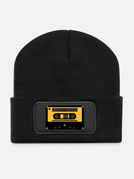 Kassette 70er - Recycelte Patch Beanie - Schwarz