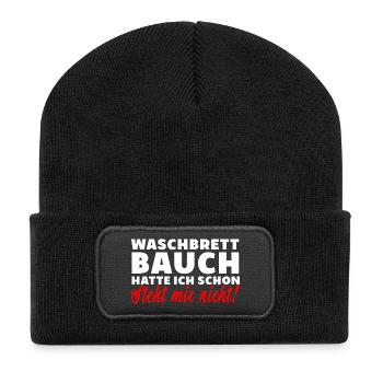 Washboard stomach is not funny saying thick - Recycled Patch Beanie - black - Front