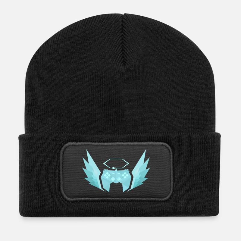 Controller mit Fügeln (Pastell-Türkis) - Recycelte Patch Beanie - Schwarz
