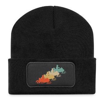 Motoneige de motoneige rétro Vintage Style - Beanie recyclé à patch - noir - Devant