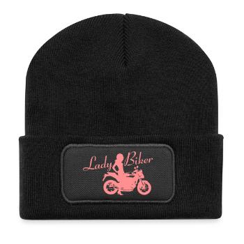 Lady Biker - Nacktes Fahrrad - Recycelte Patch Beanie - Schwarz - Vorne