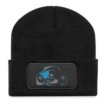 voiture de sport cobra V8 musclecars oldtimer voiture - Beanie recyclé à patch - noir - Devant