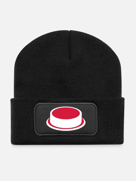 Button - Recycelte Patch Beanie - Schwarz