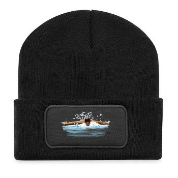 Schwimmer - Recycelte Patch Beanie - Schwarz - Vorne