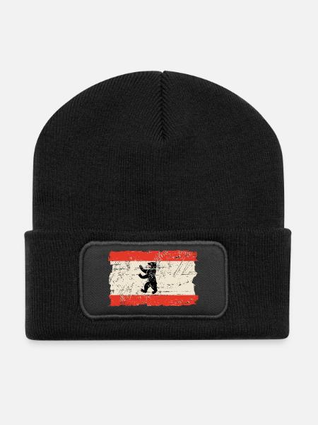 Berlin Vintage Flag - Recycelte Patch Beanie - Schwarz