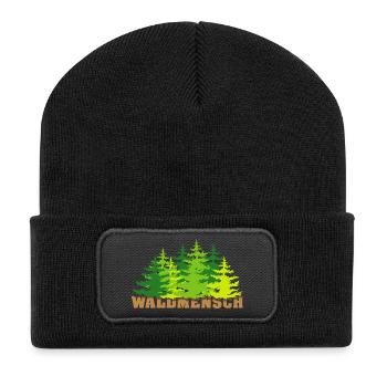 waldmensch wälder baum bäume geschenkidee - Recycelte Patch Beanie - Schwarz - Vorne