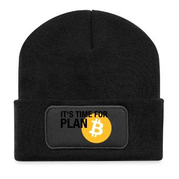 IT'S TIME FOR PLAN B (BITCOIN) - Recycelte Patch Beanie - Schwarz - Vorne