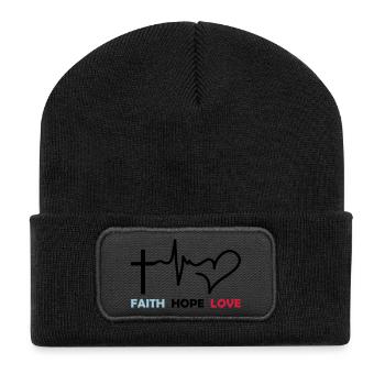faith_hope_love_2 - Beanie recyclé à patch - noir - Devant