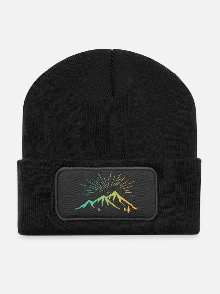 Strahlende Berge - Recycelte Patch Beanie - Schwarz