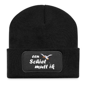 een Schiet mutt ik - plattdeutsch Spruch - Recycelte Patch Beanie - Schwarz - Vorne