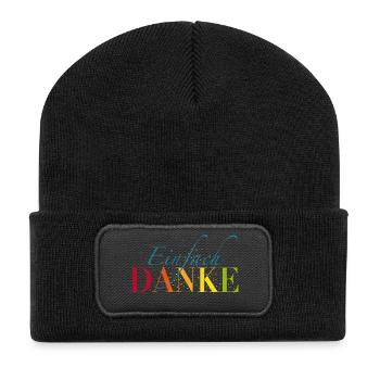 Einfach Dankeschön sagen - Recycelte Patch Beanie - Schwarz - Vorne