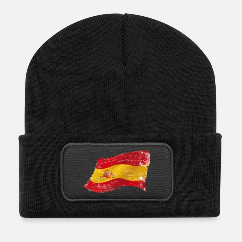 Bandera España ✅ Spanische Flagge ✔ - Recycelte Patch Beanie - Schwarz
