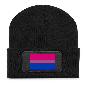 sticker bisexual pride flag Aufkleber gift idea - Recycled Patch Beanie - black - Front