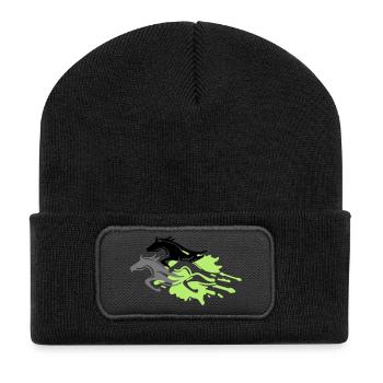 chevaux - étalon - jument - poulain - Beanie recyclé à patch - noir - Devant