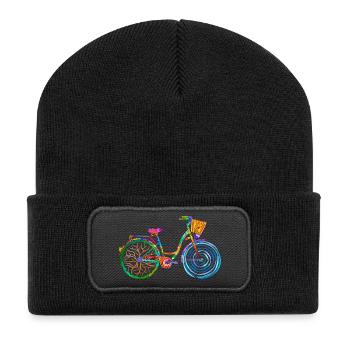 vélo coloré, vélo pour femme, colors bike, ladies bike - Beanie recyclé à patch - noir - Devant
