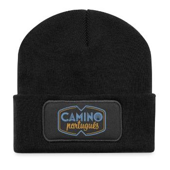 Camino Portugués Pilger-Stempel | Jakobsweg - Recycelte Patch Beanie - Schwarz - Vorne