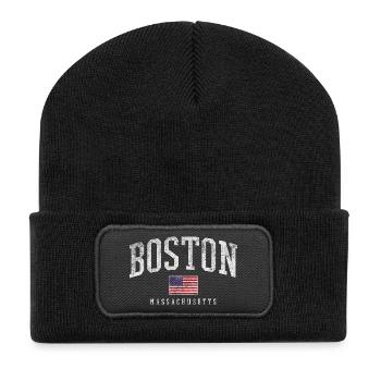 Boston Massachusetts Flag Graphic - Recycelte Patch Beanie - Schwarz - Vorne