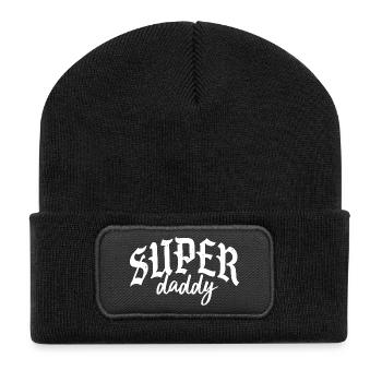 super daddy mummy mum dad papa mama eltern baby - Recycelte Patch Beanie - Schwarz - Vorne